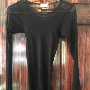 Black see through long sleeve top